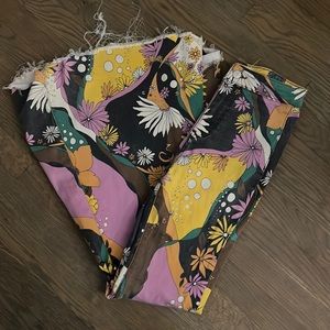 Free people just float on printed floral high rise jeans worn once